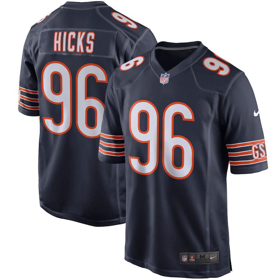 Men Chicago Bears #96 Akiem Hicks Nike Navy Player Game NFL Jersey->chicago bears->NFL Jersey